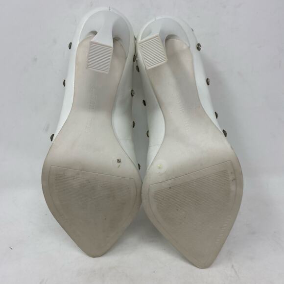 Gianni Bini Women’s White Leather  Rhinestone-Studded Pointed Heels Size 7 - Picture 8 of 9